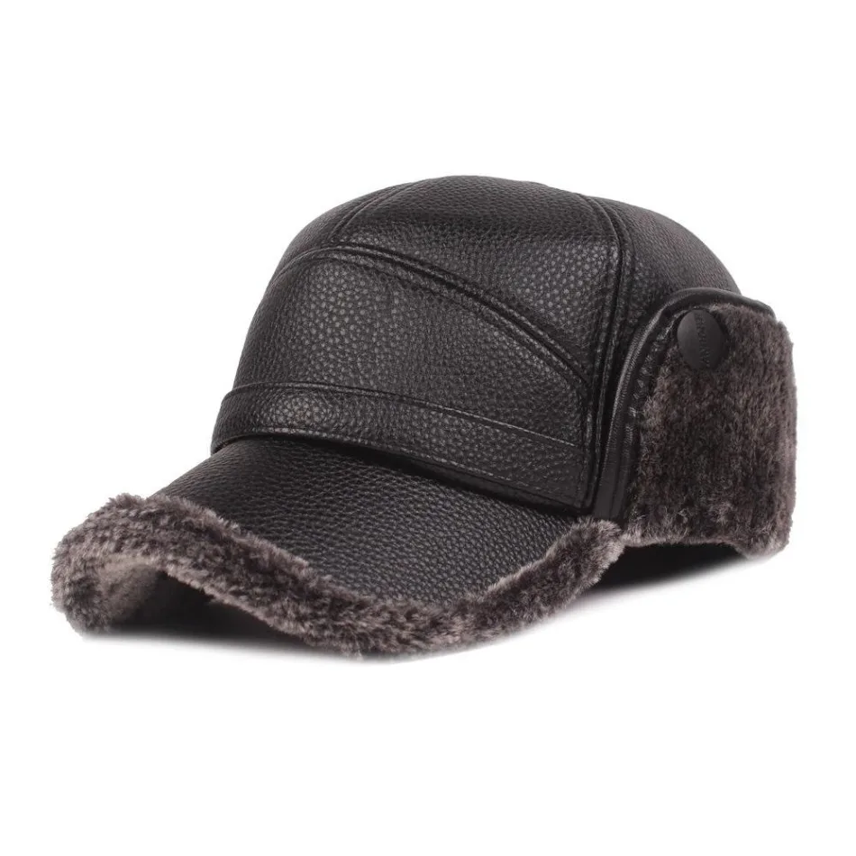 Classic Black New Autumn Winter Men Ear Protection Woolen Baseball Cap Thick Warm Anti Cold Duck Tongue Hat Outdoor Accessory
