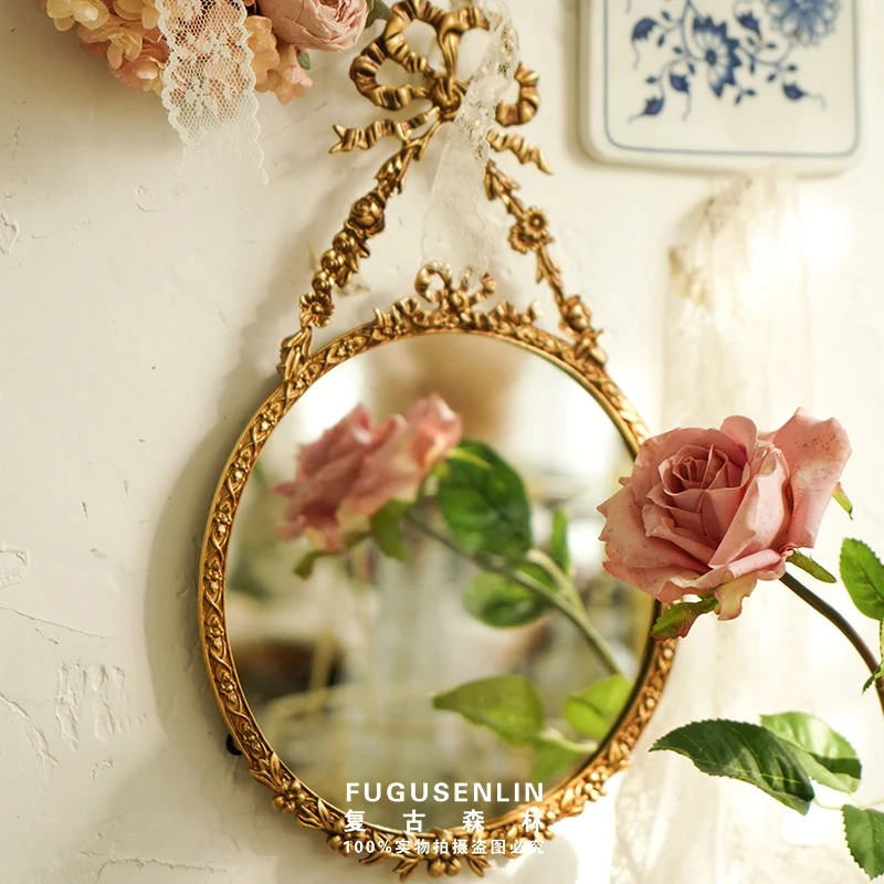 Espejo antiguo Retro de estilo francés, espejos decorativos para sala de estar, espejo con imagen colgante, Espejo Decorativo, decoración del hogar