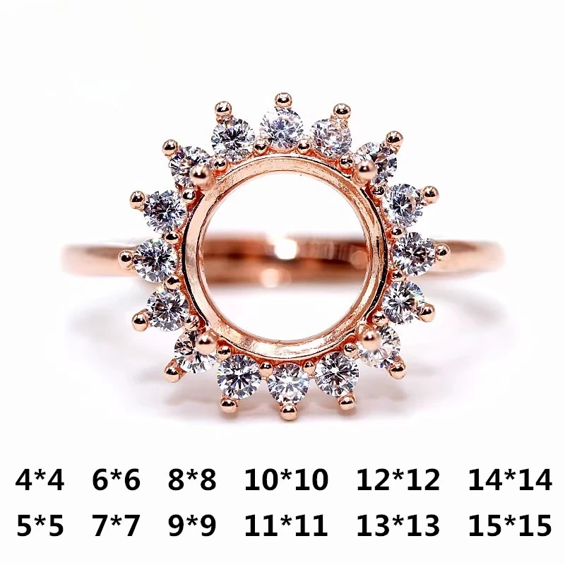 

Classic S925 Sterling Silver Ring Setting Base, Suitable for 4mm to 15mm Stones, DIY Jewelry Making Blank