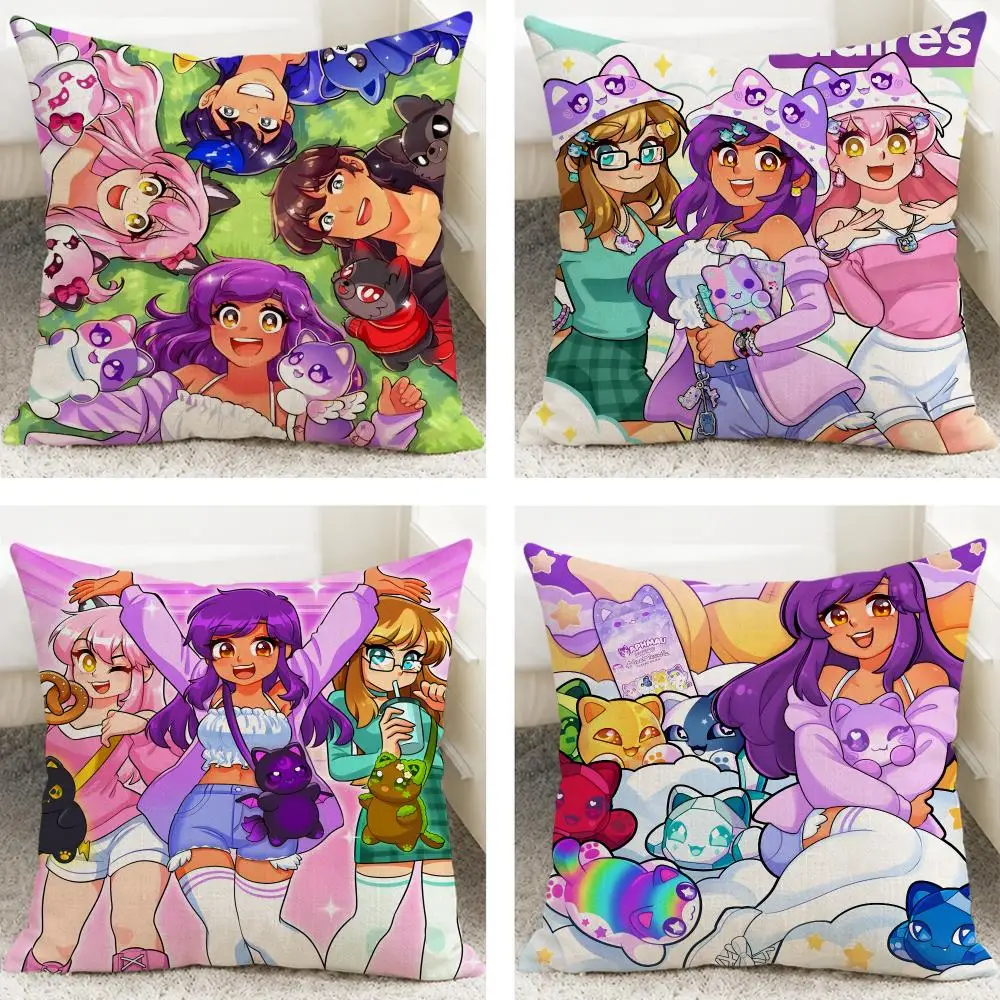 Game Aphmau Cushion Cover Cushion Covers Natural Linen Breathable Sofa Bedroom Decor Pillowcase