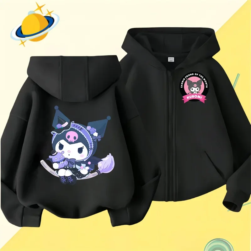 Kuromi Zipper Hoodies Girls Cinnamoroll Sweatshirt Autumn And Winter Long Sleeve Harajuku Pullovers Series Stich Casual Hooded