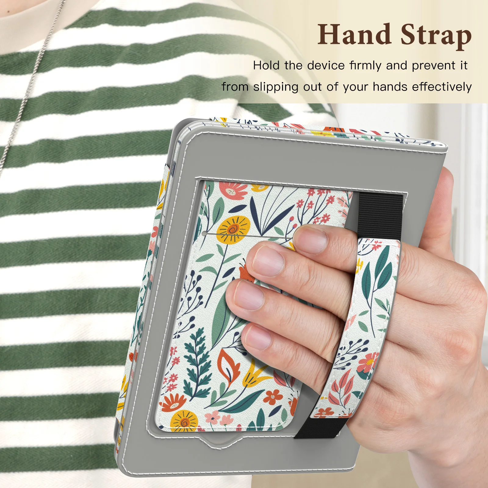 Etui na 6-calowy Kobo Clara BW/Clara Color/Clara 2E, smukłe etui z PU z funkcją automatycznego budzenia/usypiania dla Kobo Clara, gniazdo na kartę, pasek na rękę — zdjęcie produktu 5