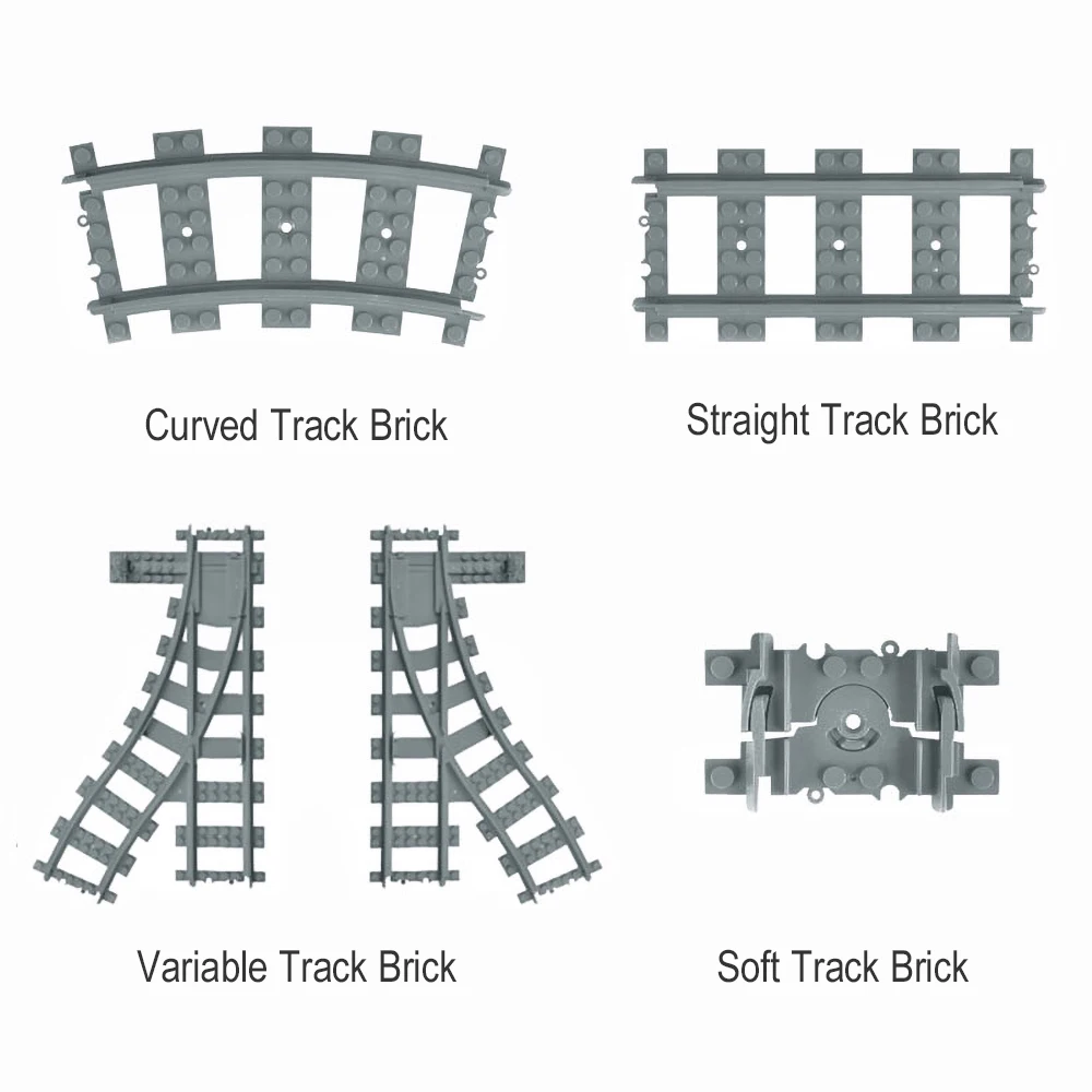 Flexible Train Railway Fit Technical Trains Rails City Tracks Sets Forked Straight Curved Building Blocks Toys for Kids Gifts