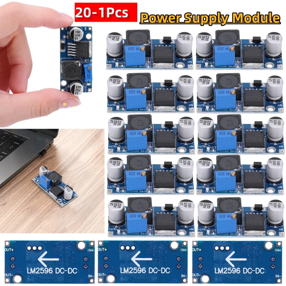 Image of 20-1pcs lm2596 DC-DC Step-Down-Strom versorgungs modul 3a einstellbarer Step-Down-Modul Spannungs regler 24V 12V 5V 3V für Arduino