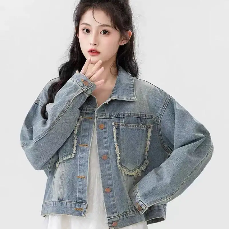 Autumn New Women's Retro Cowboy Shirt Fashion Style Youth Long Sleeve Y2K Girls' Tops Comfortable Versatile Soft and Simple
