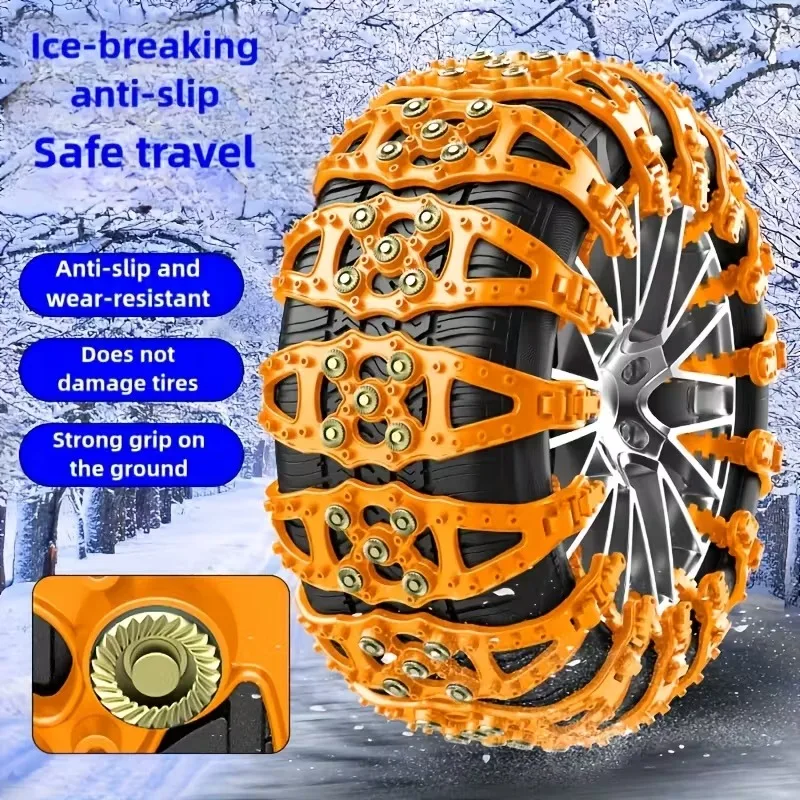 Portable Universal Tire Snow Chains Easy Install Anti Skid System for Pickup SUV Sedan Van Ensuring Stable Winter Road Control