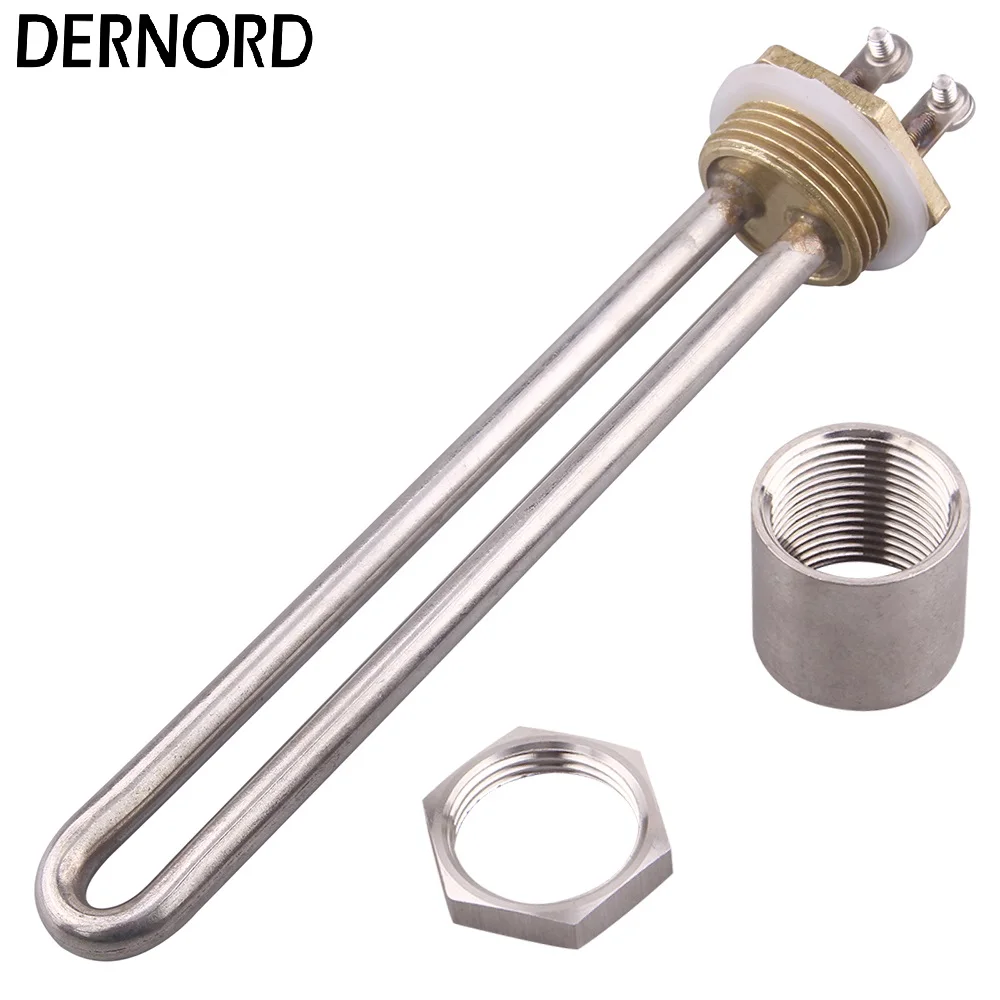 DERNORD Podgrzewacz wody 220v 750w 1000w 1500w DN25 SUS304 Elektryczny element grzejny Rura zanurzeniowa Element podgrzewacza wody