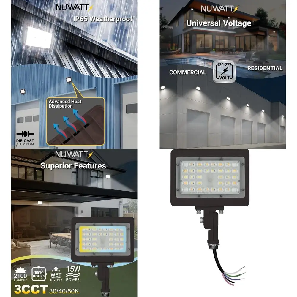 

Уличный бронзовый светодиодный светильник безопасности, регулируемая цветовая температура 3000K-5000K, 2100 люмен, IP65, 120-277В, крепление на шарнире