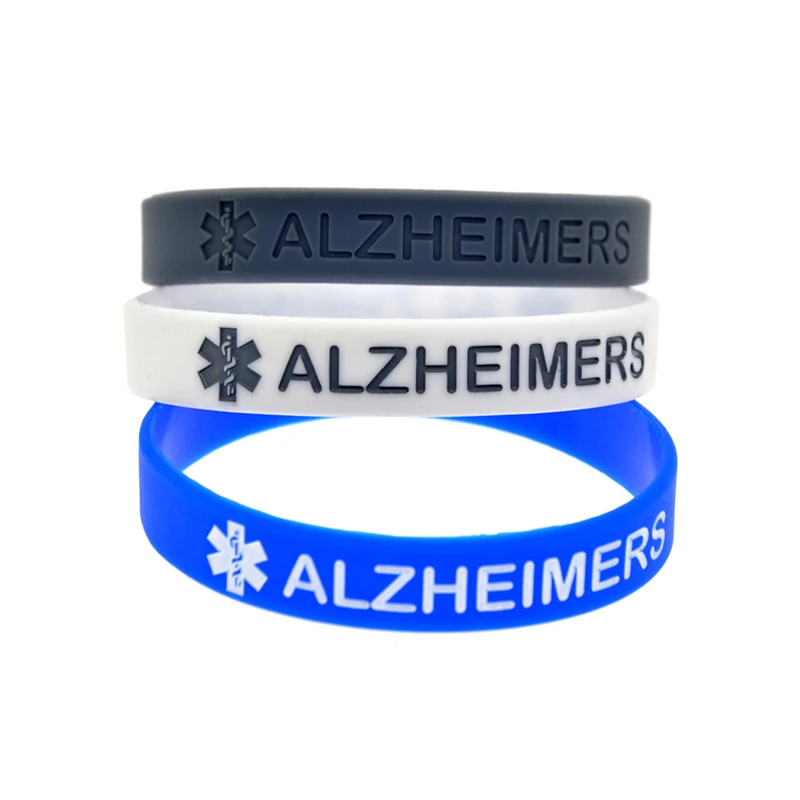 50 Pcs Alzheimers Silicone Bracelet Medical Rubber Wrist Band for Elder Unisex 5 Colors