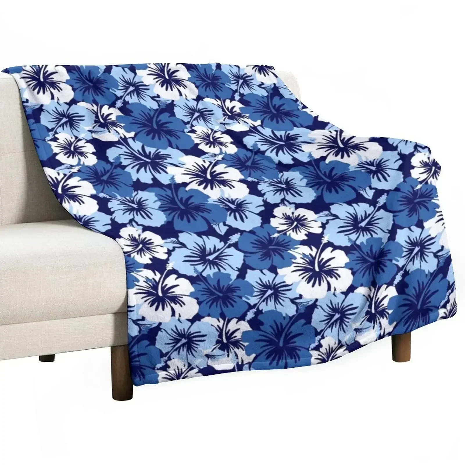 

Epic Hibiscus Hawaiian Floral Aloha Shirt Print - Blue Throw Blanket Thermal Shaggy Beautifuls Hairys Blankets