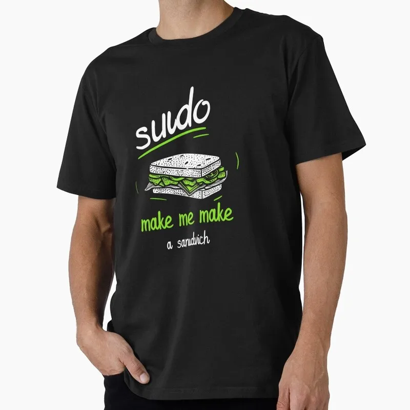 Sudo Make Me a Sandwich_ Linux Programmer Meme Graphic Print T‑Shirts Funny Programmer IT Geek Tees Developer Streetwear