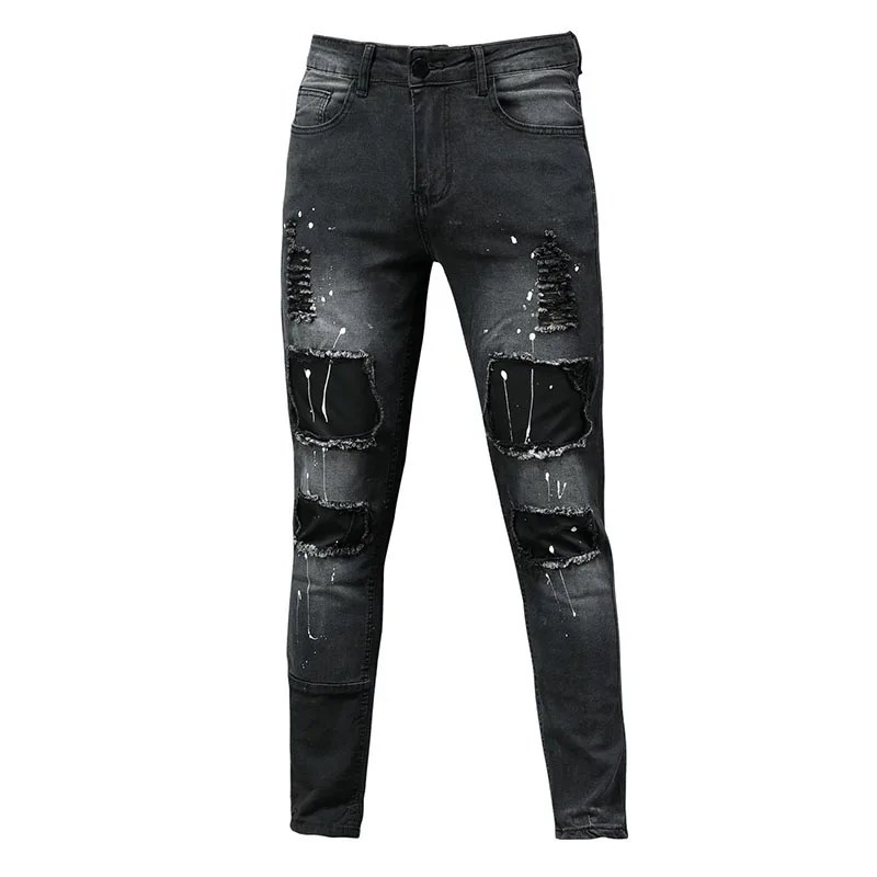 New 2023 Men Jeans Hip Hop Ripped Slim Stretch Pants Spring And Autumn Fashion Club Boyfriend Clothing High Quality Jeans S-3XL