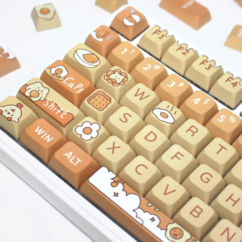 Keycap Tinggi XDA Tema Telur Rebus Keycap Mekanis Pria dan Wanita Kuning Muda Lucu