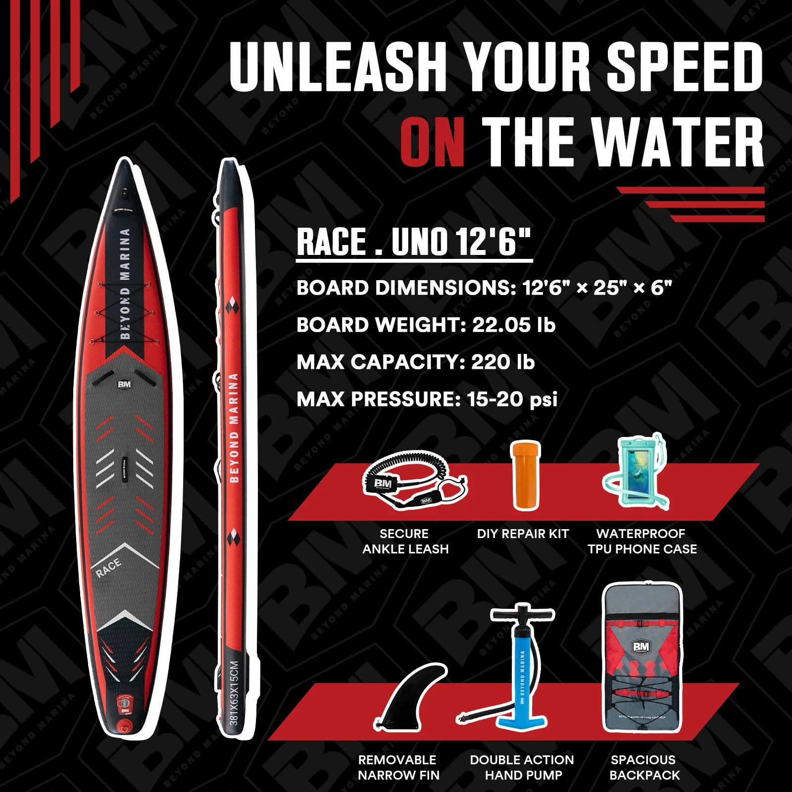 ALÉM-Inflável Stand Up Paddle Board, Race Sap Surf Board