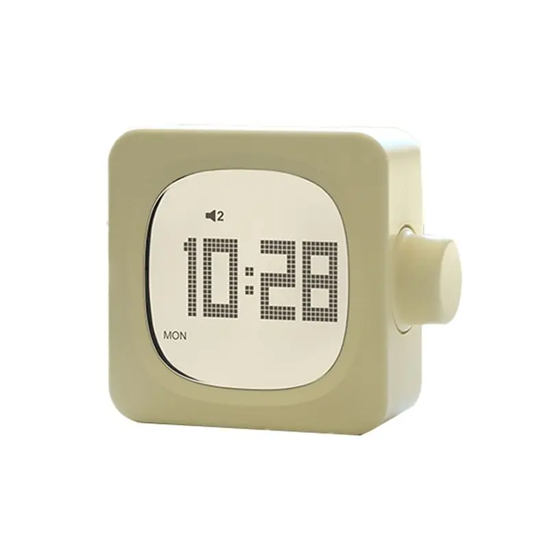 PZHI-New Block Small Alarm Clock Novelty Student Clock Bedroom Bedside Office Electronic Clock Wake Up Lamp Charging