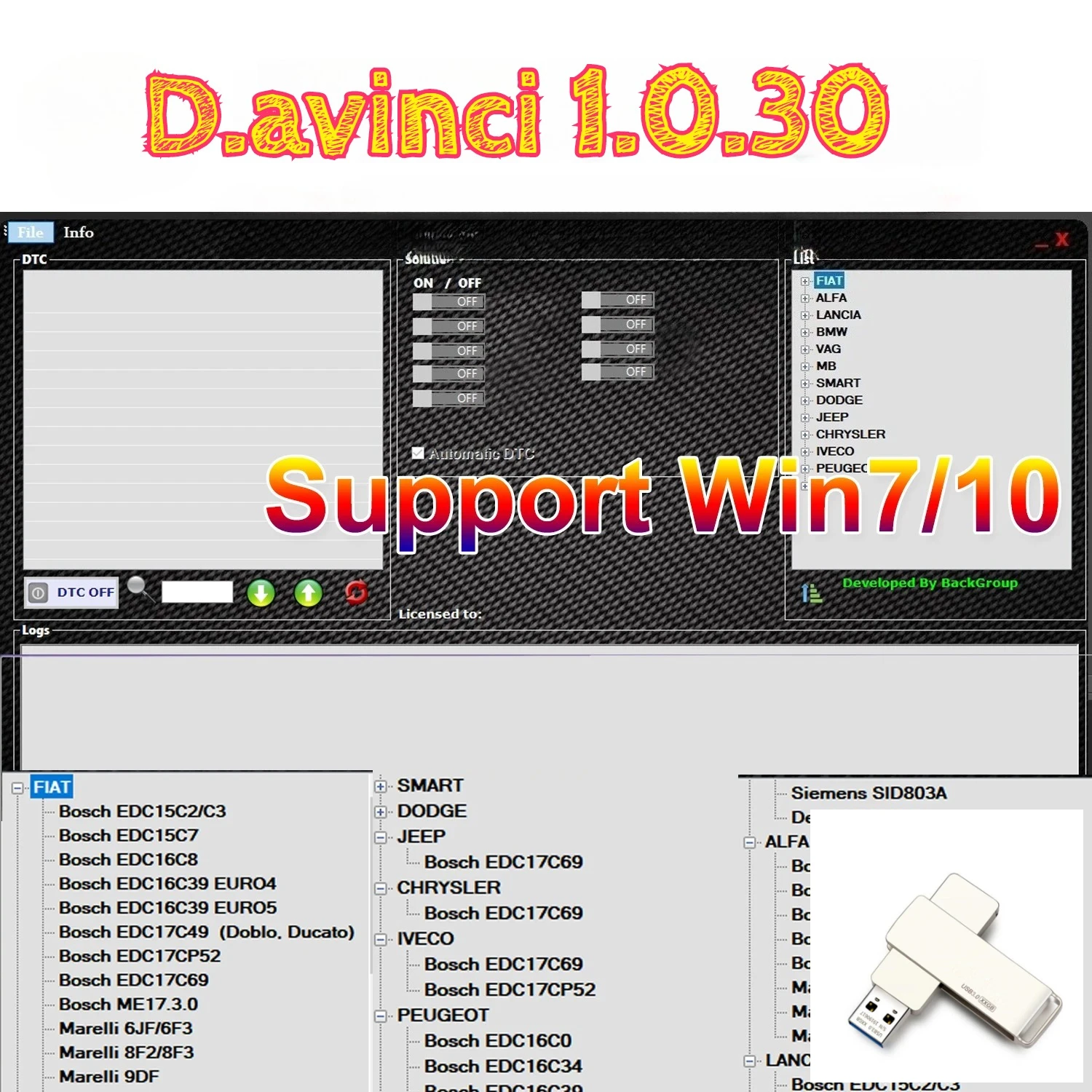 2026 Davinci 1.0.30 Software Support Win 7/10 D.avinci 1.0.30 Work on K.ESS/K.TAG Repair Software Activate REMAPPING ECU Repair
