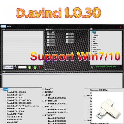 2025 Davinci 1.0.30 Software compatible Win 7/10 D.avinci 1.0.30 funciona en K.ESS/K.TAG Software de reparación activa la reparación de ECU de reasignación