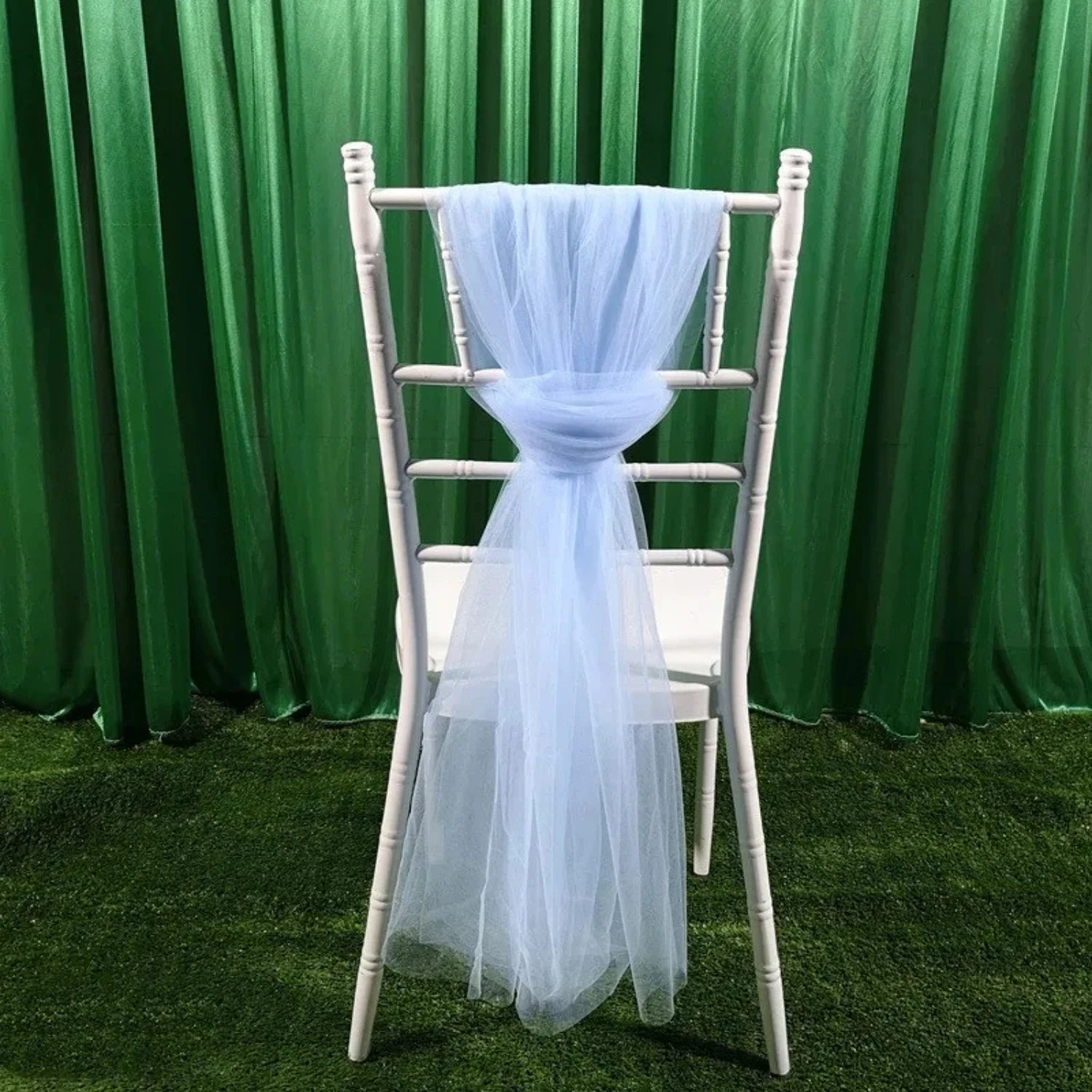 Soft 10PCS Organza Chair Sashes 150*200cm Mesh Tulle Chair Cover Gauze Chair Decoration for Wedding Banquet Party Hotel