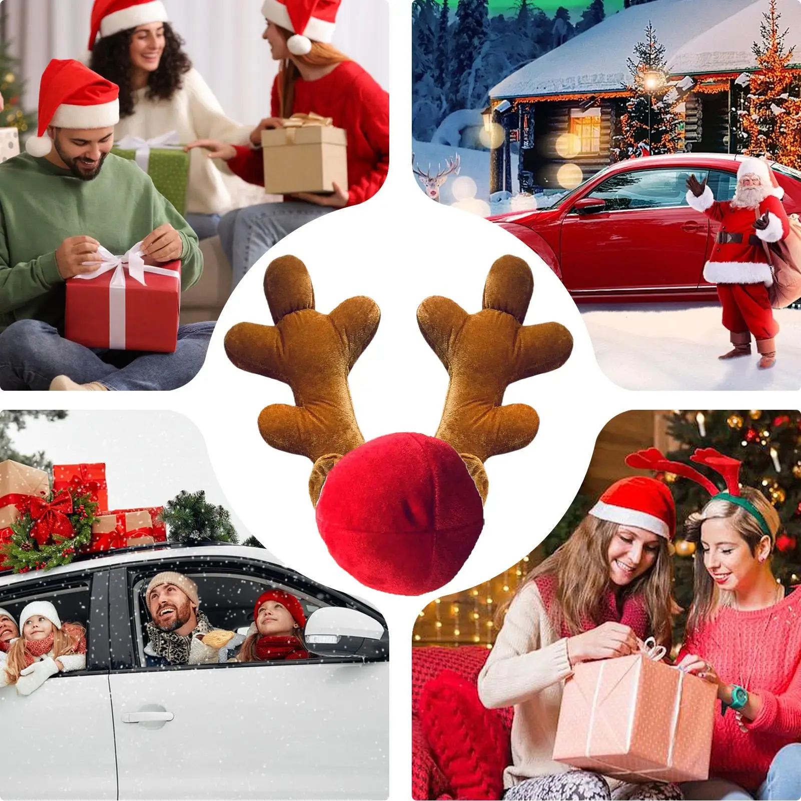 

Car Reindeer Antlers Cotton Auto Holiday Accessories Cute Decor Festive Ornament For Automotive Party Auto Festival Truck