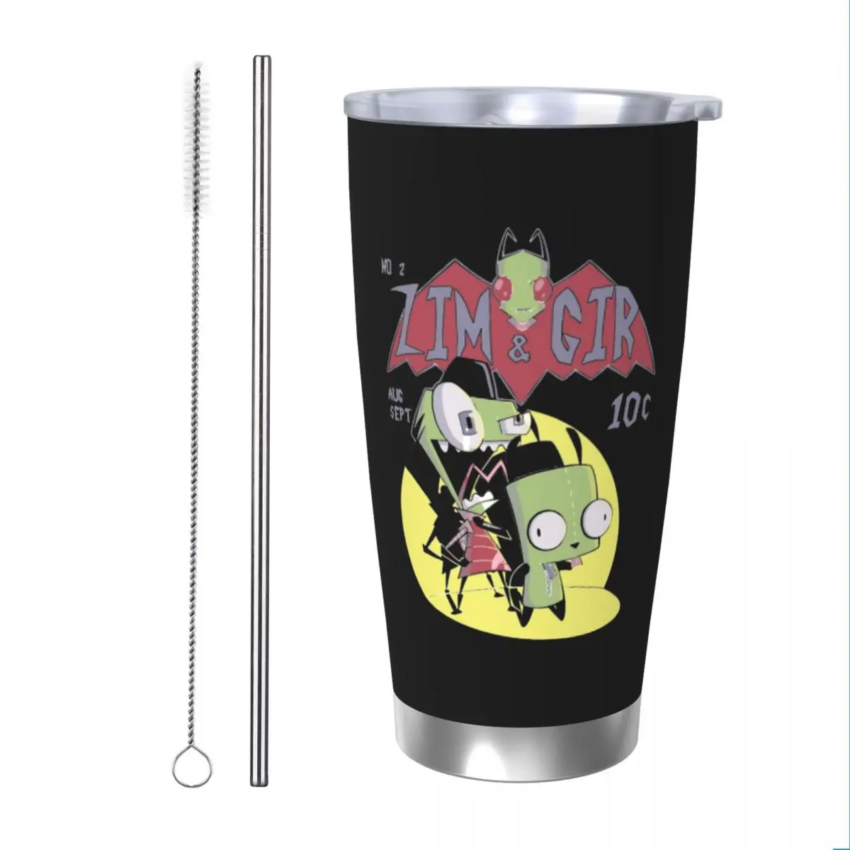 Invader Zim Tumbler Vacuum Insulated Cute Alien Coffee Cups Stainless Steel Double Wall Mug Water Bottle, 20oz