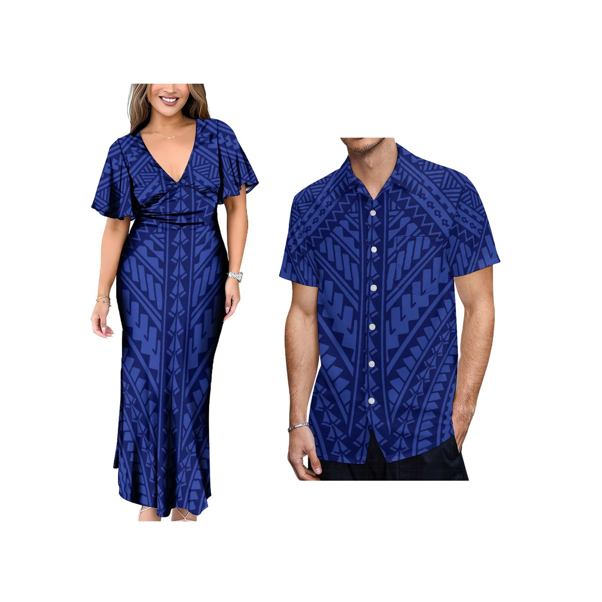 

Drop Shipping Wholesale Custom New Polyensian Islander Clothing Summer Plus Size Ladies Dress Short Sleeve Prom Fiji Dress