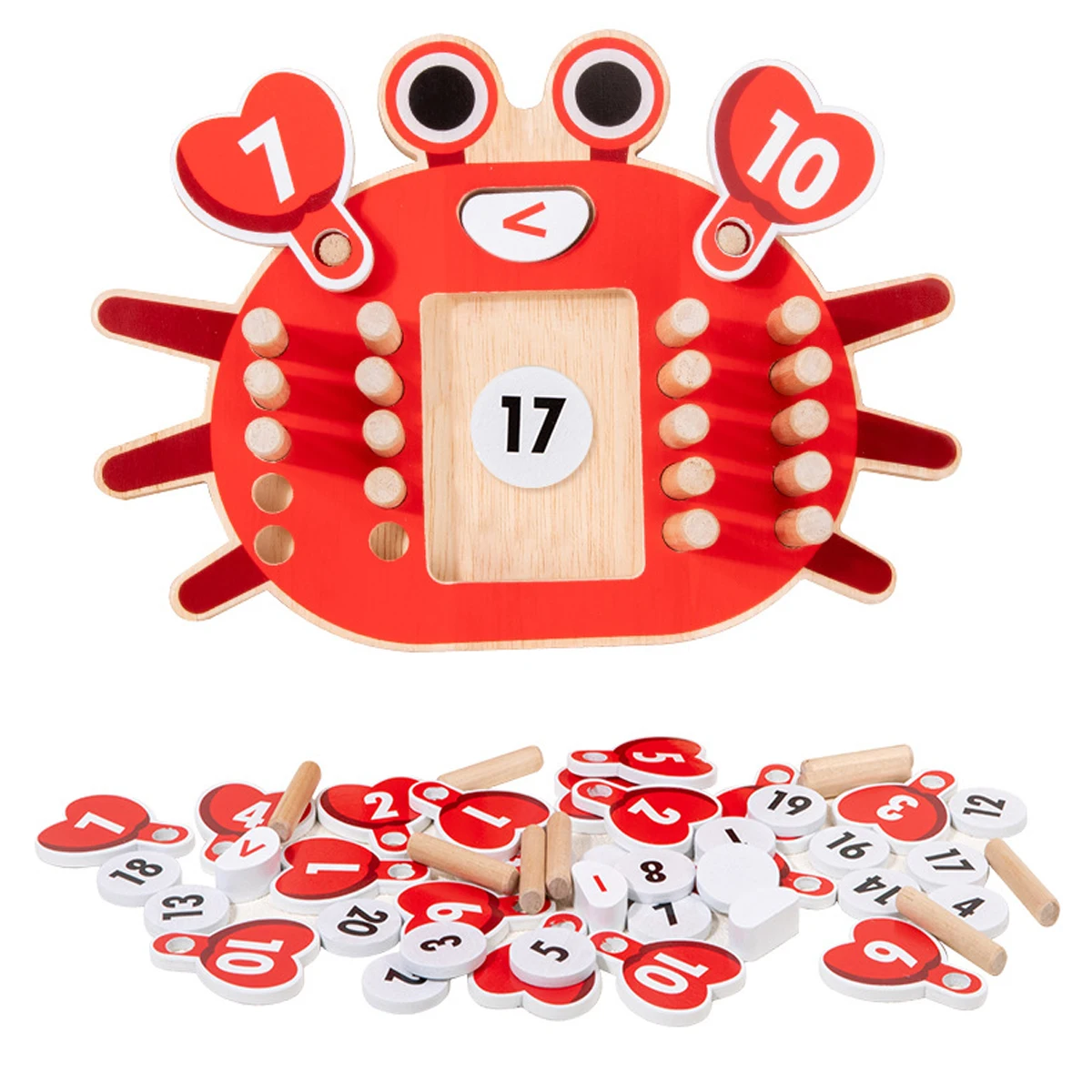 어린이 나무 게 카운터 장난감 수학 교육 보조 수학 퍼즐 장난감 수학 연산 보드 덧셈 및 뺄셈 장난감