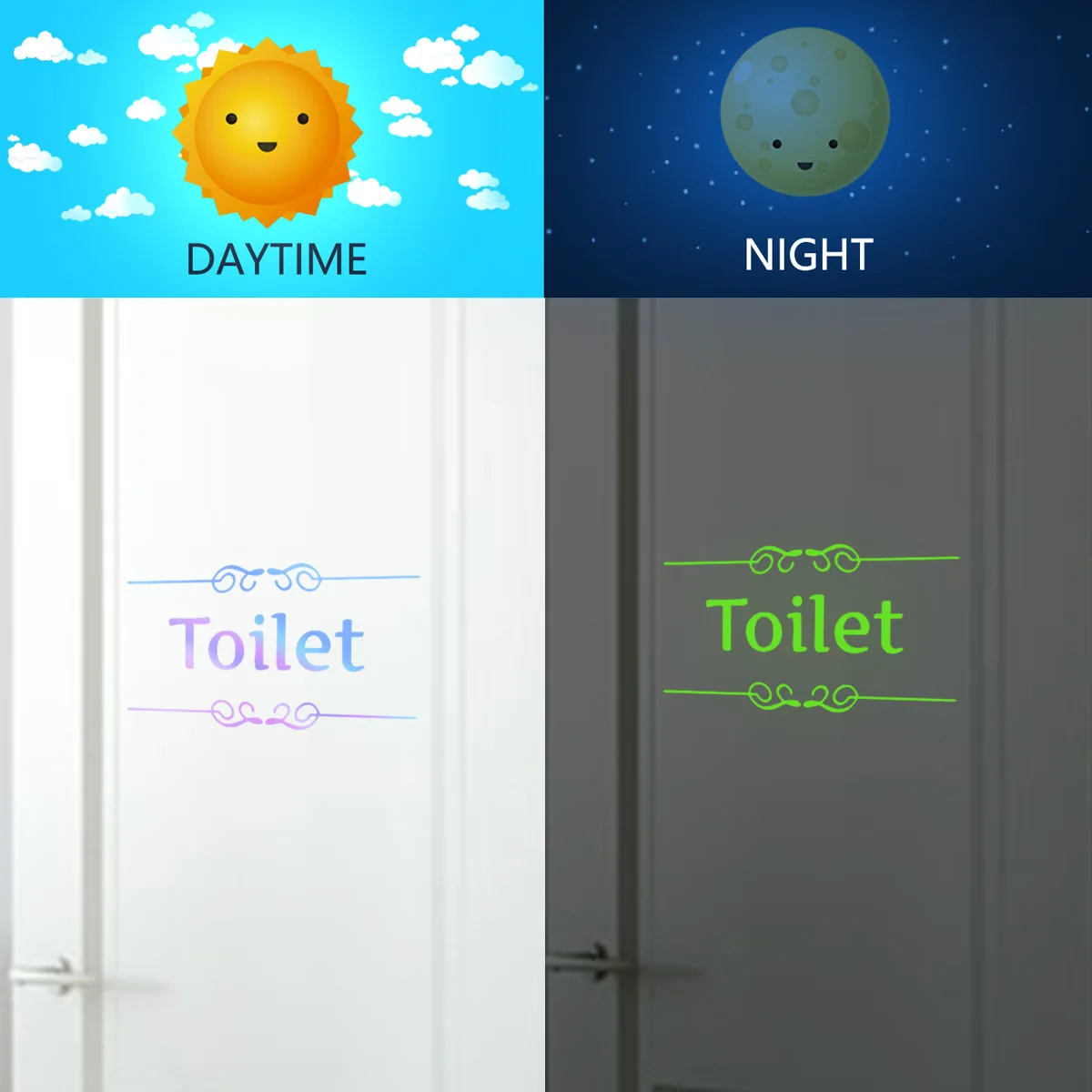 15*28cm Luminous English Slogan Colorful Wall Stickers Door Stickers Toilet Home Decoration Wall Stickers Wallpaper Jdx6011