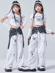 Summer Girls Hip Hop Clothes Jazz Dance Costume White Tops Pants Performance Suit Kpop Clothing Concert Stage Outfits BL12994