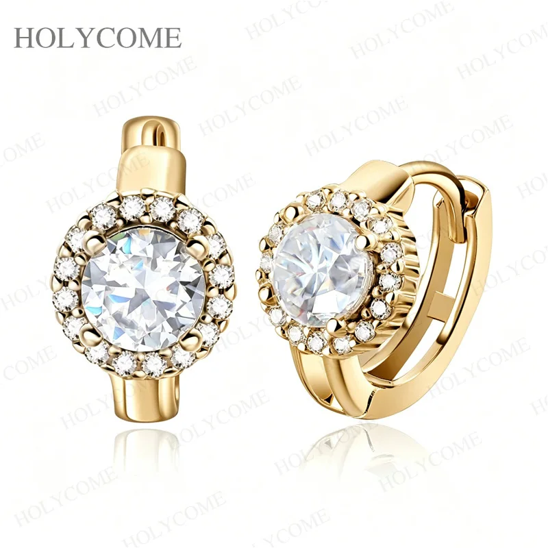0,5ct 1ct D-Farbene Moissanit-Creolen für Damen, Geschenk, S925 Sterlingsilber, runde Ohrringe, Hochzeitsschmuck, Großhandel – Detail 4
