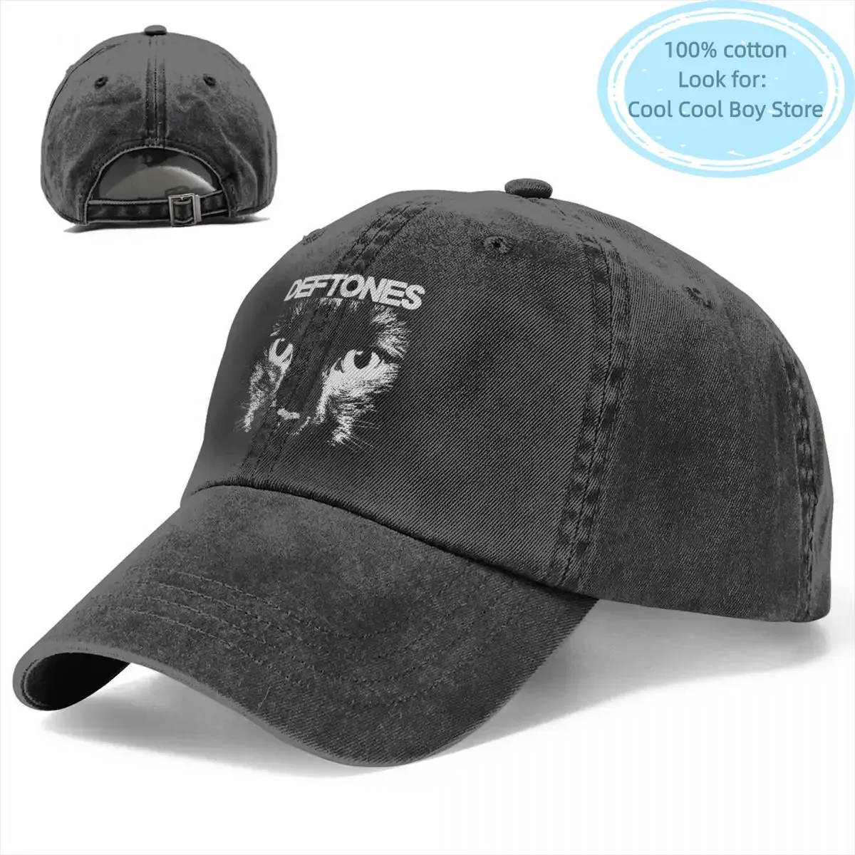 Casual Deftones Cat Baseball Cap Unisex Style Distressed Washed Snapback Cap Punk Hip Hop Outdoor Summer Hats Cap