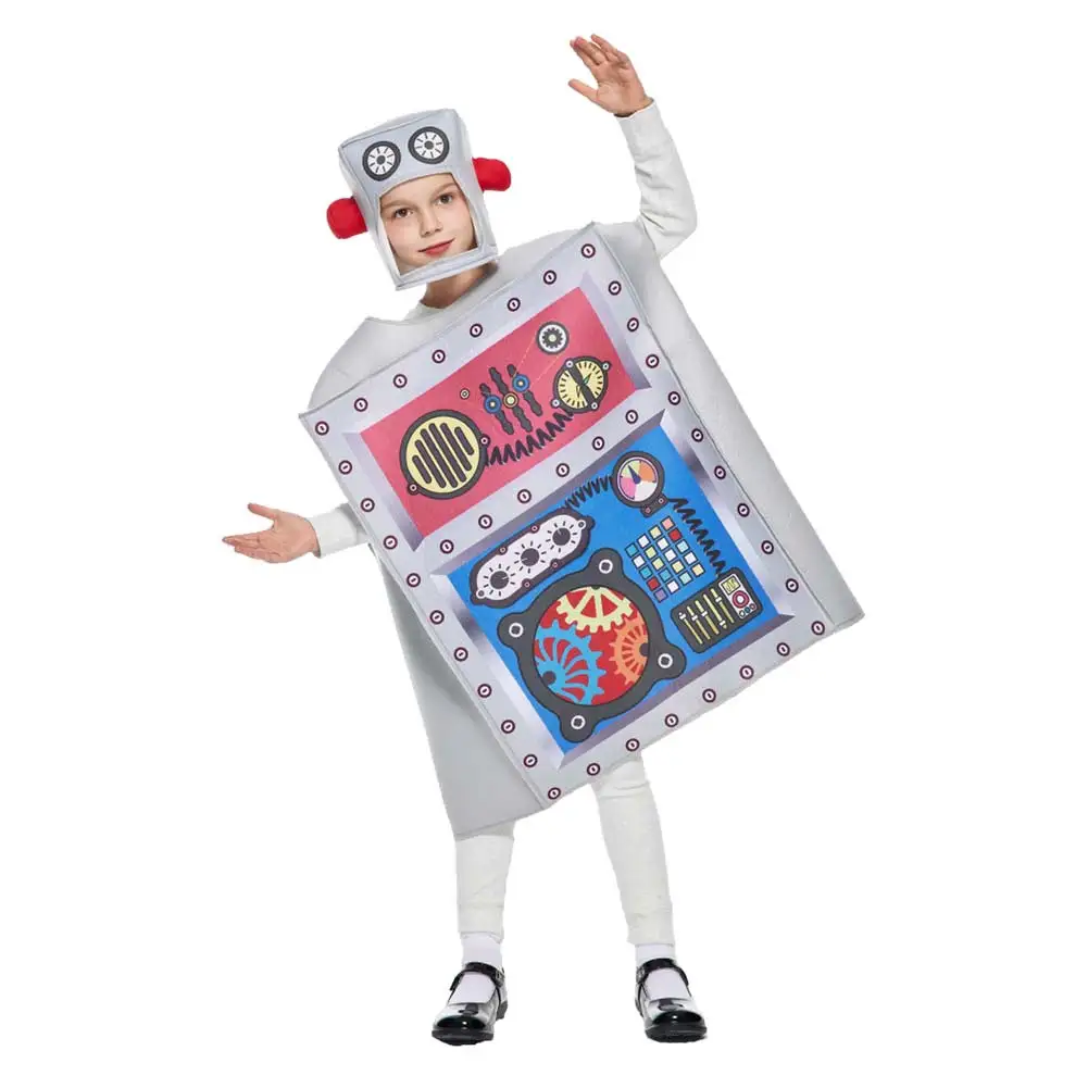 Robot Cosplay Kids Kostuum Podium Performance Kleding Kleine Jongens Meisjes Outfits Hoed Overall Kind Kinderen Halloween Feestpak