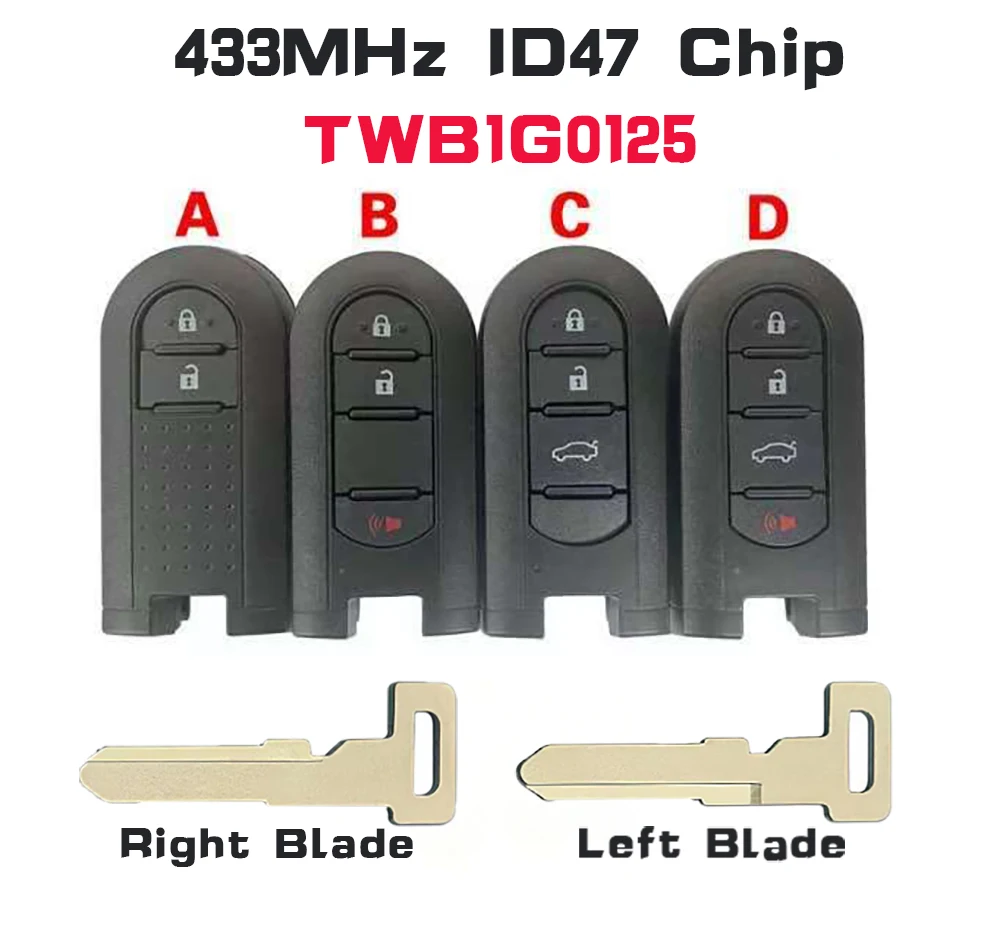 KEYECU FCCID: TWB1G0125, 715G36 2/3/4 Buttons Smart Key FSK 433.92MHz ID47 for Toyota Rush Daihatsu Terios 2018 2019 2020 2021