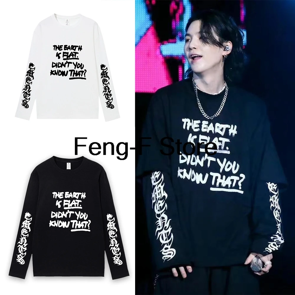 Kpop Cotton Vintage O-neck Yk2 Fairy Hombre The Earth IS Fiat Print Dark Style Baby Grunge Boy Girls Streetwear Pure Sweater