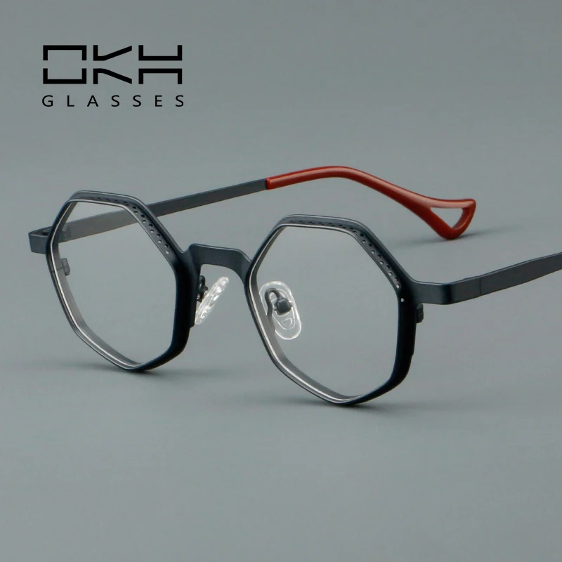 

OKH 2024 Acetate Glasses Frame Men Polygon Non-Prescription Eyeglasses Women Clear Lens Spectacles Eyewear B30