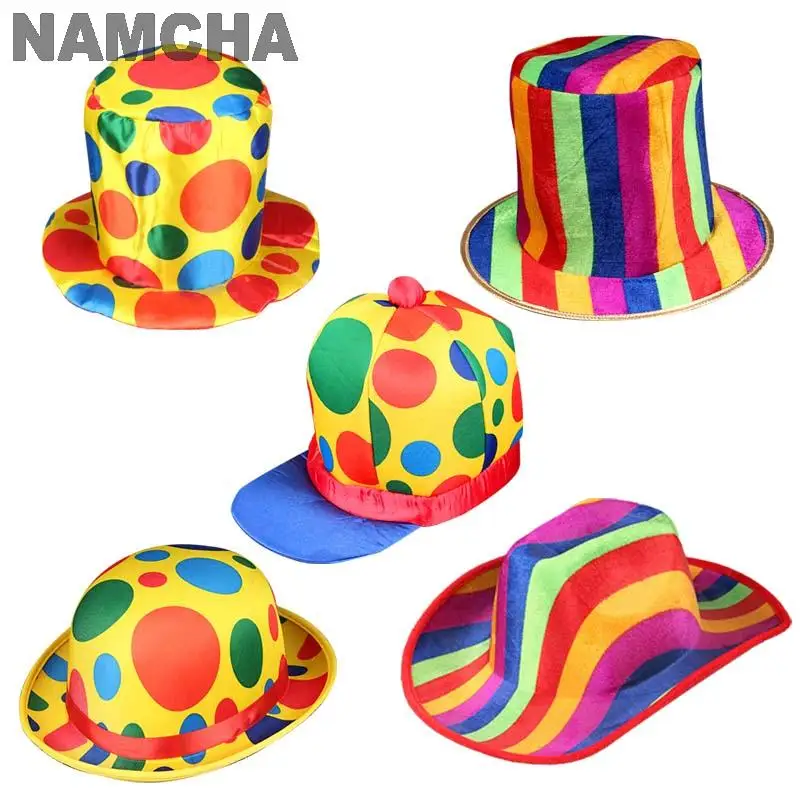 

Circus Clown Hat Colourful Polka Dot Funny Cap Halloween Masquerade Party Stage Performance Makeup Props Decoration Headwear