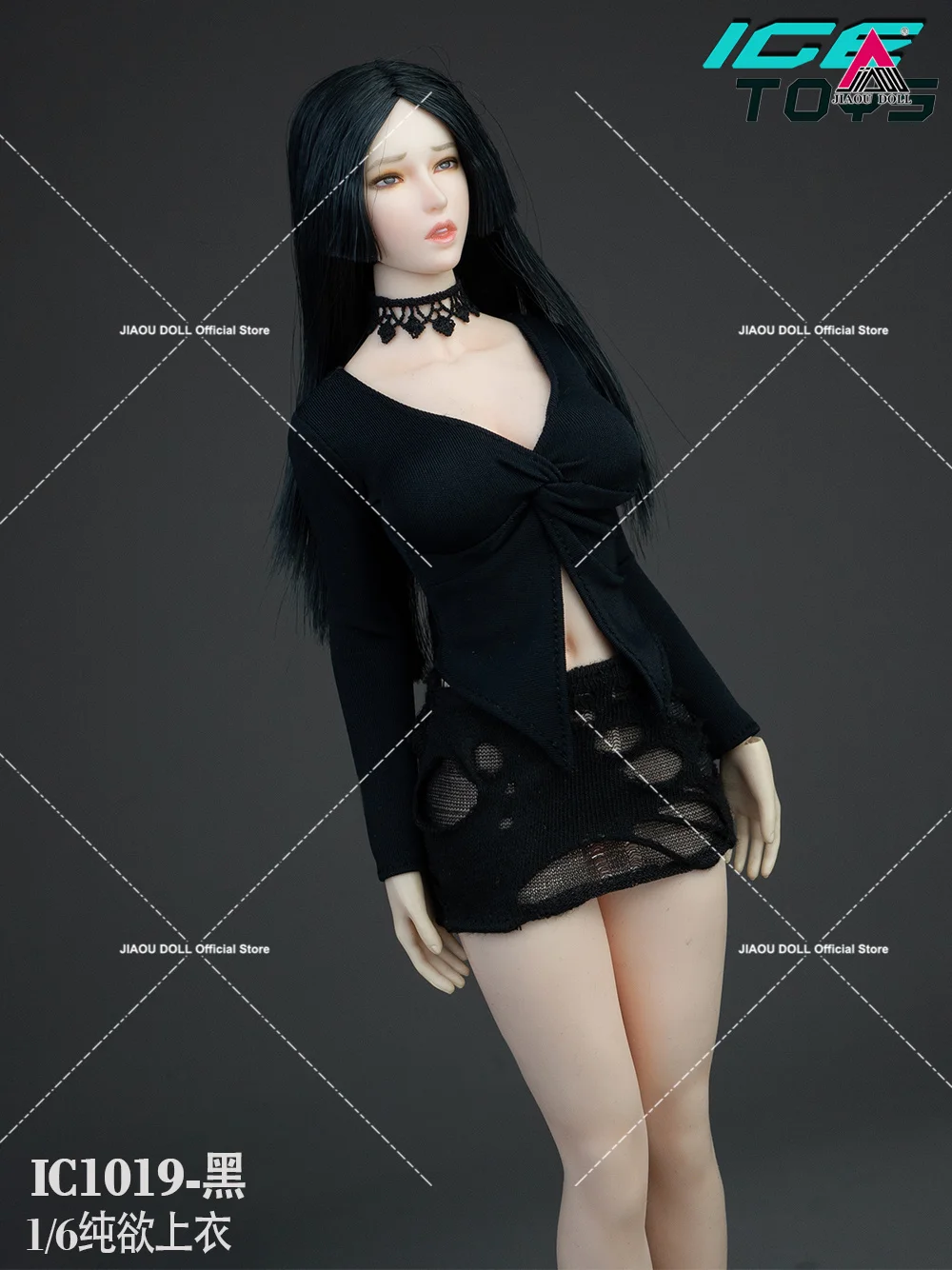 ألعاب الجليد ic1019 1/6 قميص ملتوي مفتوح الياقة تنورة معانقة الورك ملابس مثقوبة نموذج مناسب لشخصية جندية أنثى مقاس 12 بوصة
