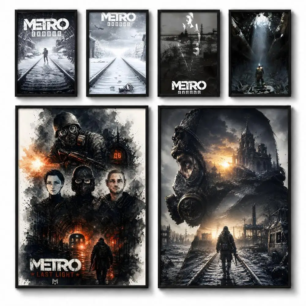 Metro Exodus Survival Action Game Poster Self-adhesive Art Waterproof Paper Sticker Coffee House Bar Room Wall Decor