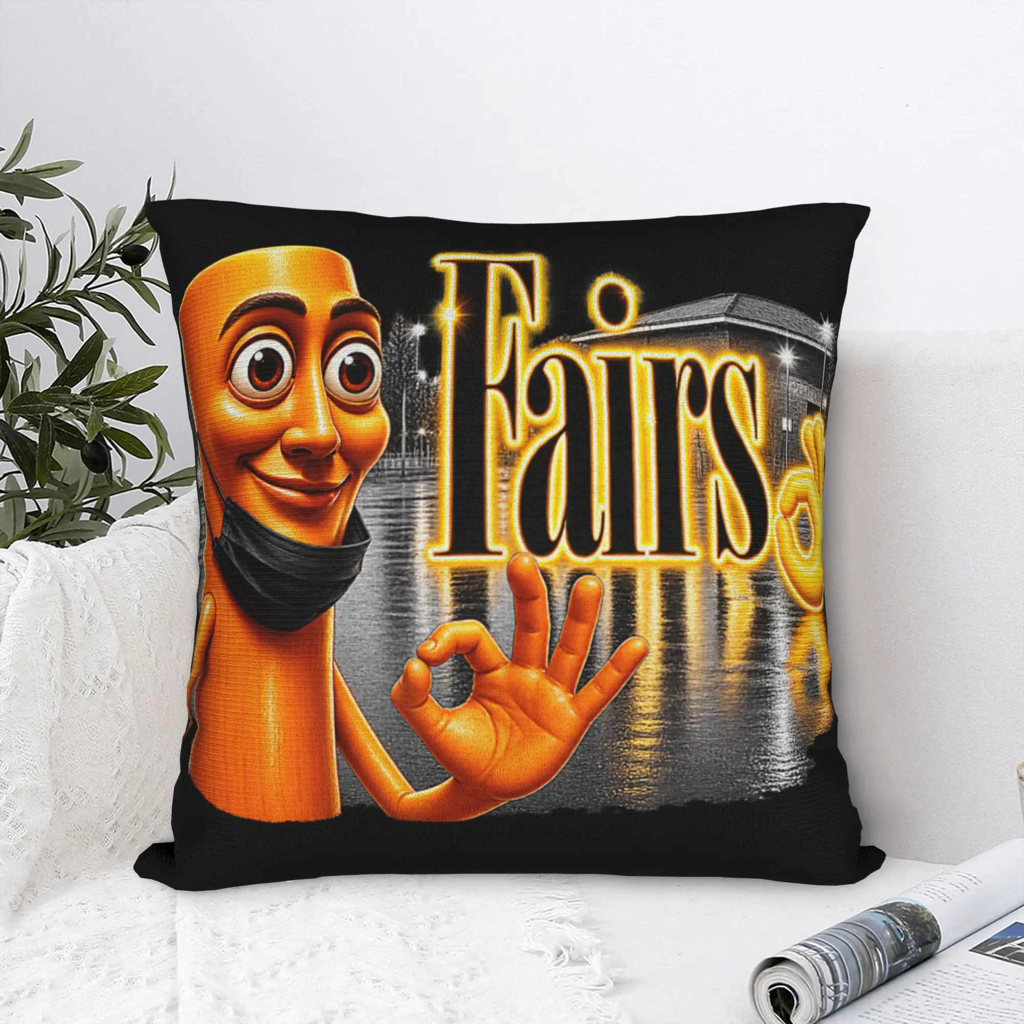 Fairs OK Hand Tung Sahur Brainrot Pillow Cover  Design Cushion Cover Novelty Pillow Case For Living Room Bed Chair