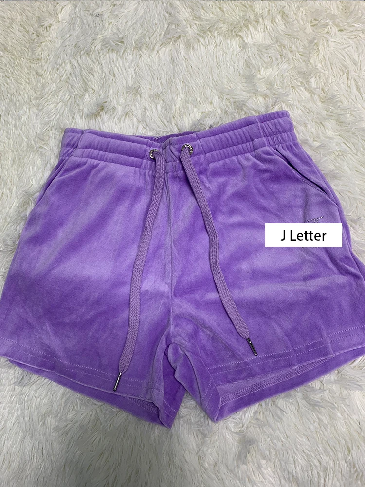 Velvet Sporty Shorts Biker Shorts for Workout Fitness Diamon Tracksuit Short Sportwear 2024 Trendy Women Summer Shorts