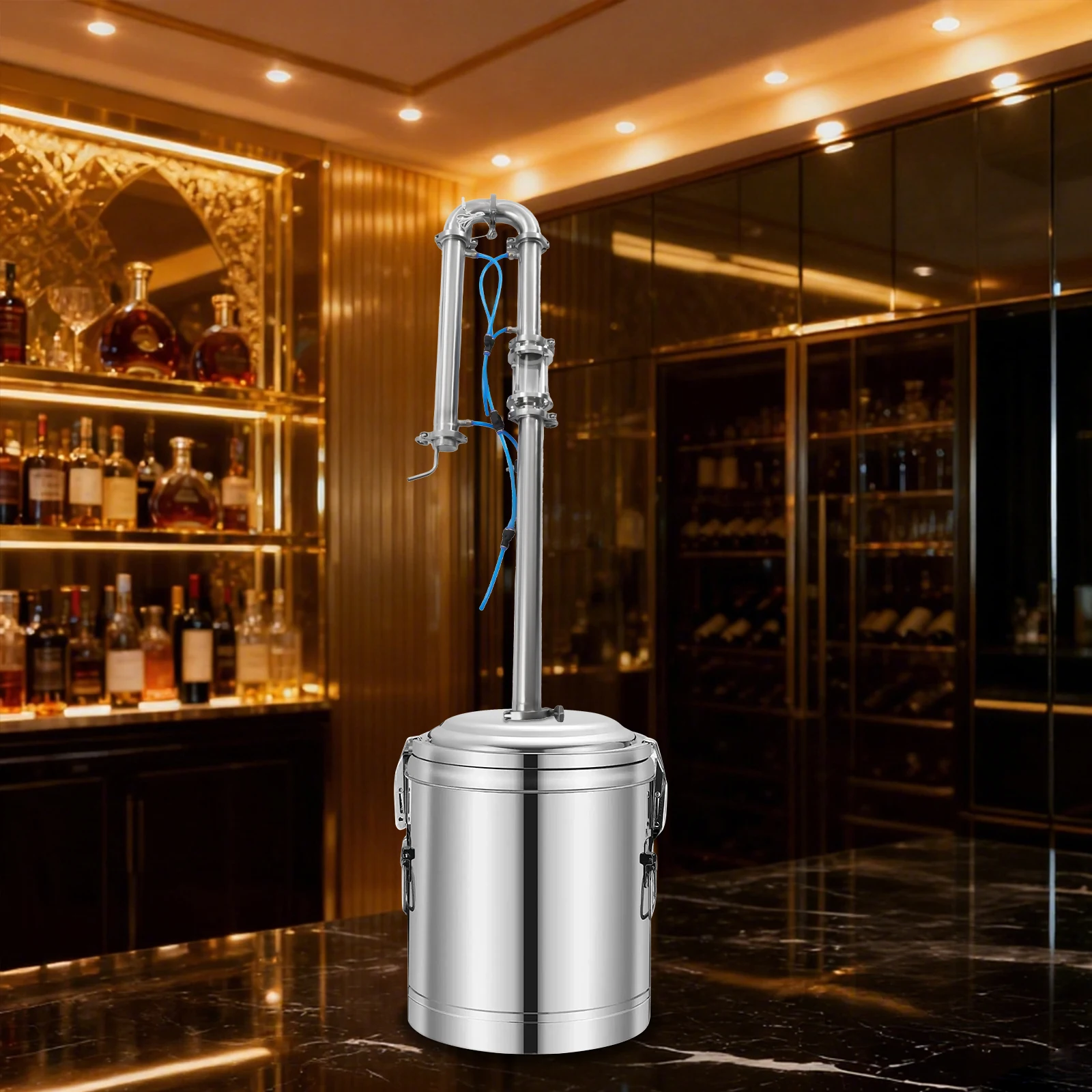 ماونشين ستيل من الفولاذ المقاوم للصدأ، مجموعة التقطير المنزلية للنبيذ والأرواح، تتضمن زجاجًا رؤية لمراقبة عملية التخمير #4