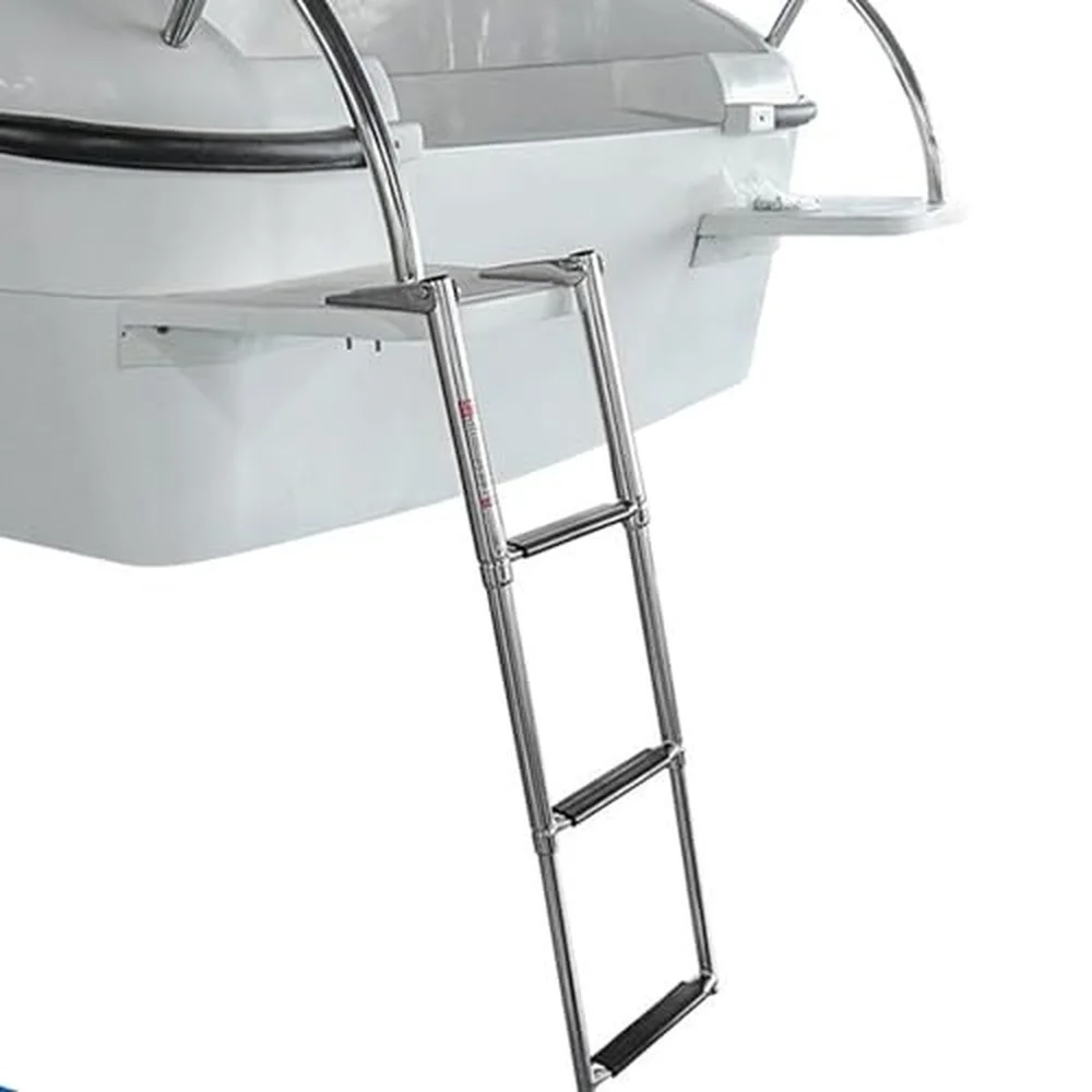 Premium Stainless Steel Telescopic Marine Ladder Featuring 3 Sections and Anti Slip Steps for Secure Boarding On Boats A