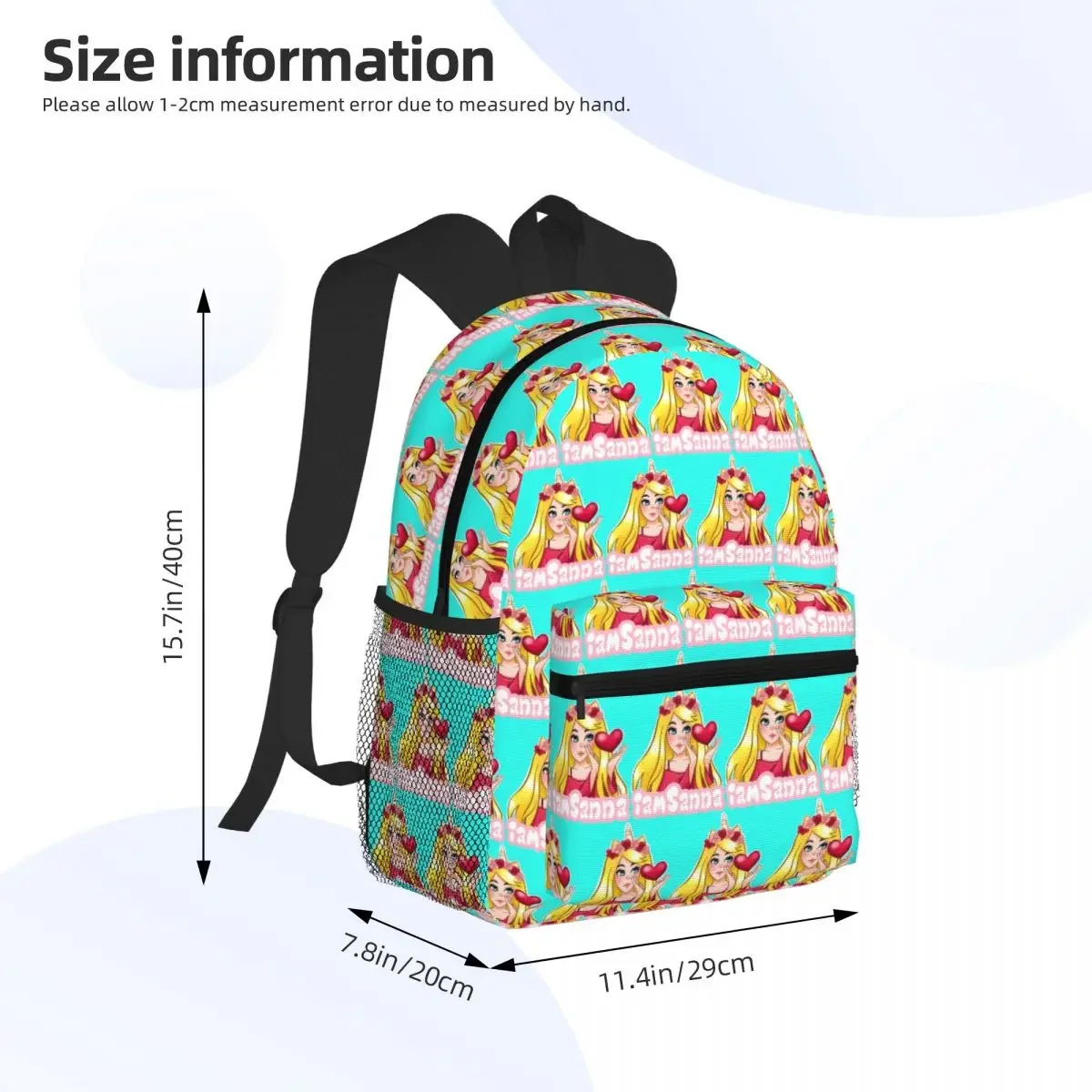 IamSanna Loves Unicorns SKY BLUE Student Backpack School Bag Hiking Travel Daypack for Men Women Fashion Bookbag Shoulder Bags