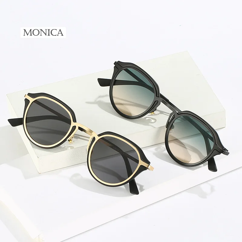 2024 New Fashion Round Sunglasses Color PC Lens Alloy Metal Frame Luxury Brand Designer Versatile Women Men Sunglasses UV400