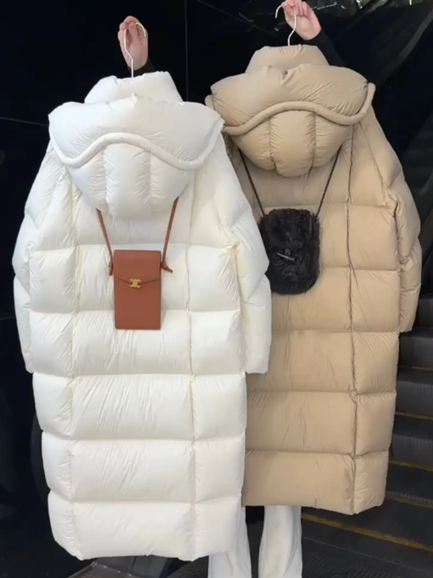 

Ele длинная пуховая куртка с капюшоном, женская модная свободная зимняя верхняя одежда с хлебом, корейская одежда для поездок на работу