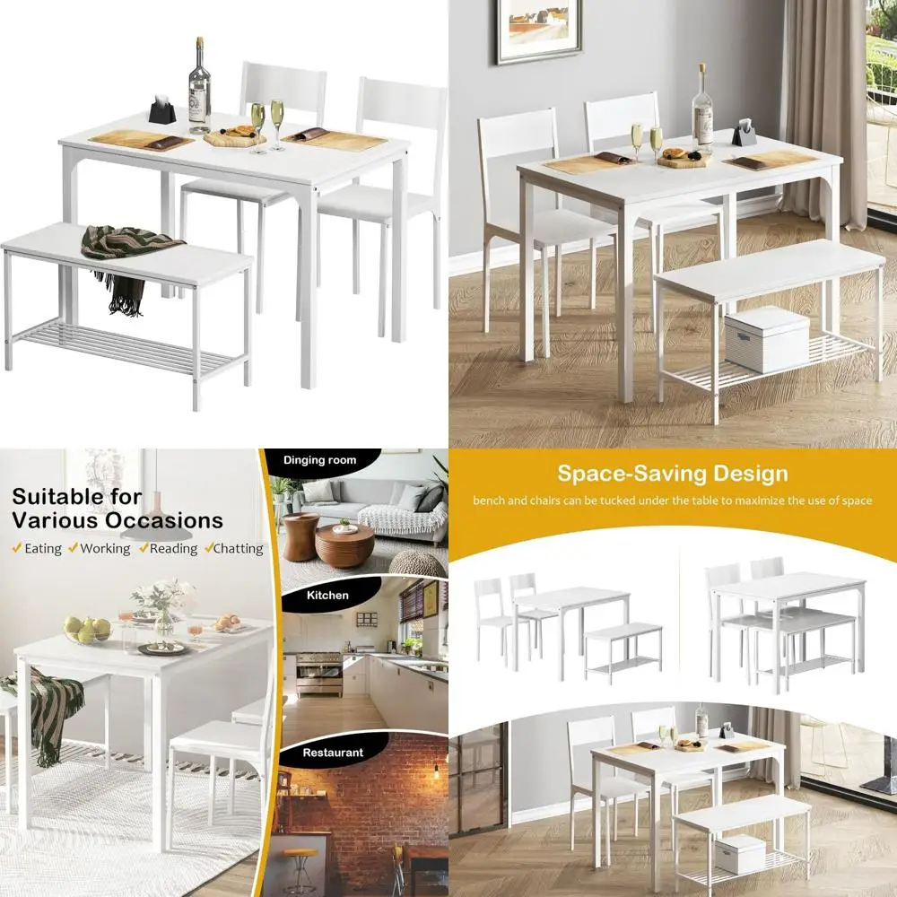 طقم طاولة الطعام Soges عبارة عن مجموعة مكونة من 4 قطع مصممة لترتيب جلوس مريح لأربعة أشخاص. علامة تبويب المطبخ هذه