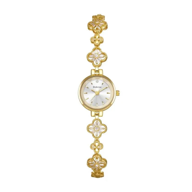 manufacturer direct sales foreign trade linked list lucky zircon women's watch lotus pointed dial copper bracelet women's watch