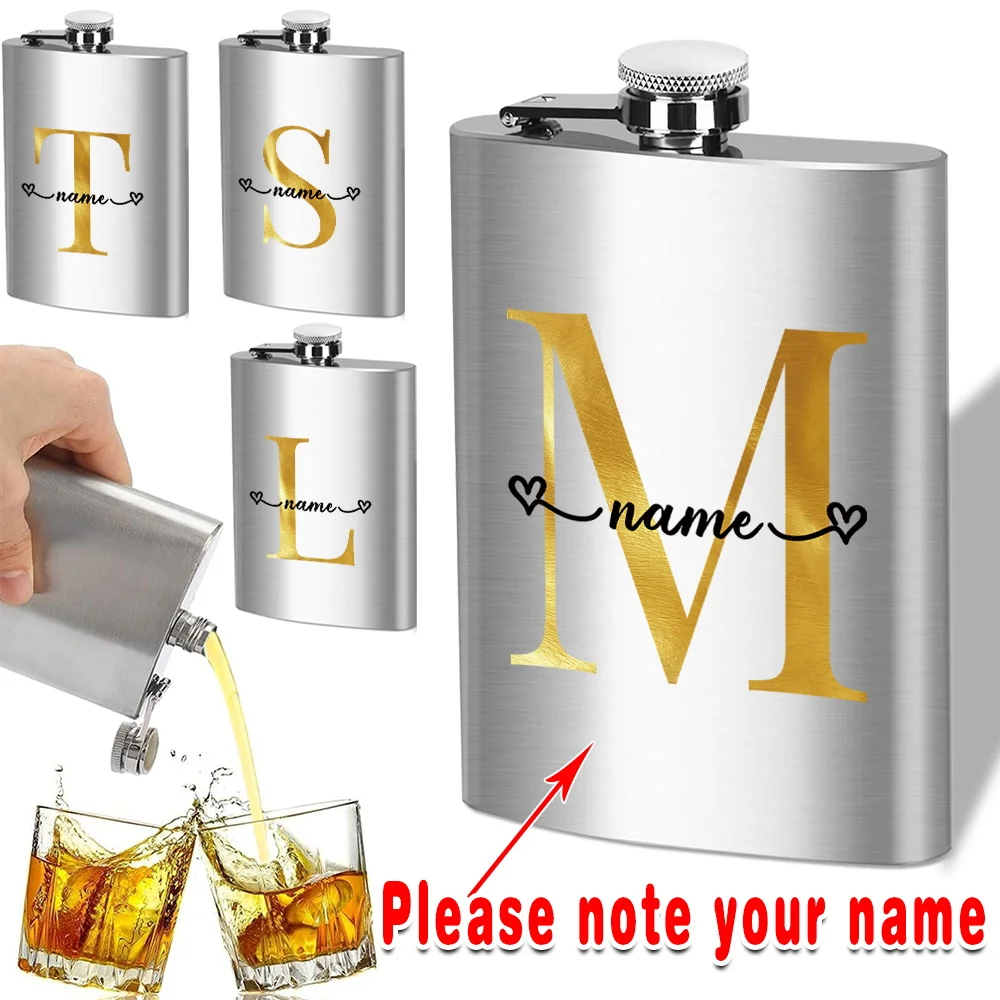 

Customized Name Wine Pot Retro Hip Flask Flagon Stainless Steel Alcohol Kettle Case Leakproof Drinking Essentials Pocket For Men