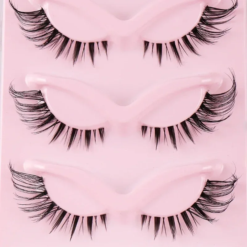 5Pairs 3D Thick Fluffy Faux Mink Eyelash Natural Soft Cat Eye Lashes Curl Cluster Long Fake Lash For Foxy Eye Eyelash Extension