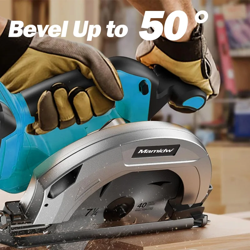 7 بوصة منشار دائري بدون فرش 5000 دورة في الدقيقة لاسلكي محمول قابل للتعديل عمق القطع منشار الخشب لبطارية ماكيتا 18 فولت