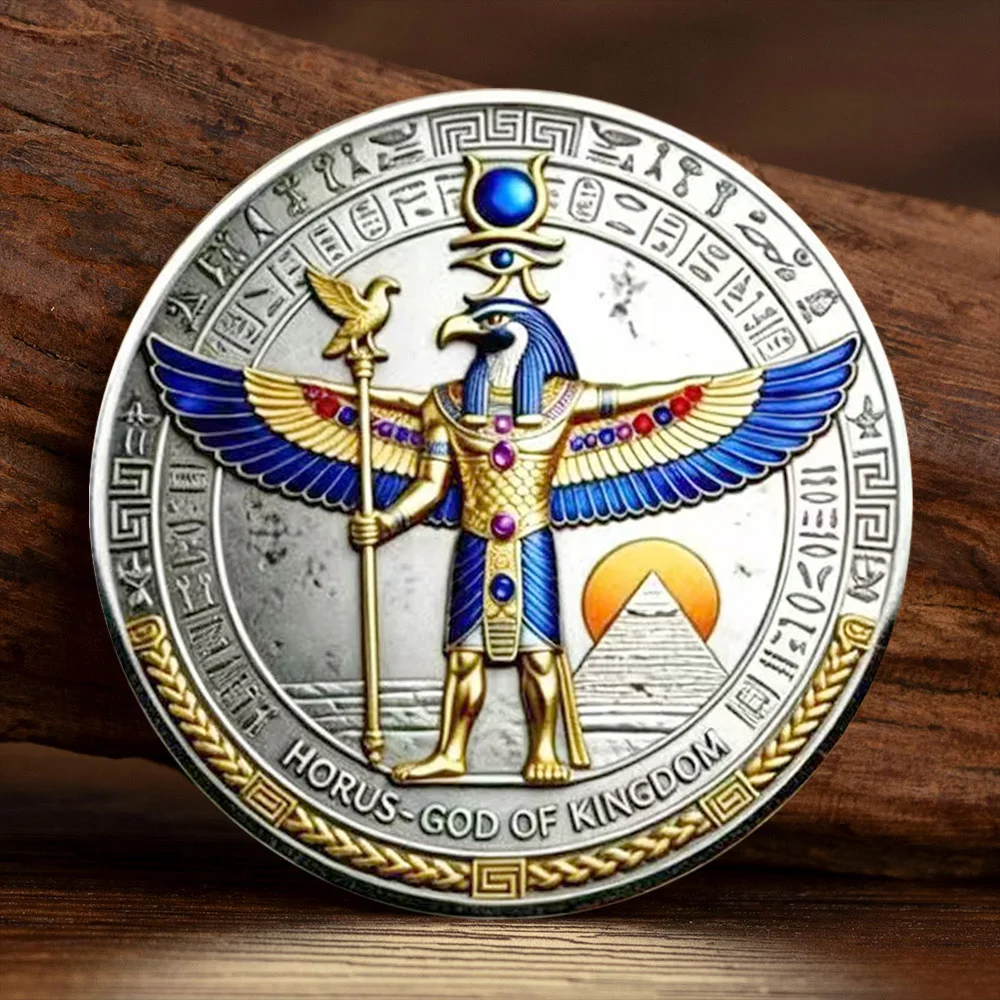 Moneda de Colección 2D del Dios Horus del Reino, Plateada en Plata Antigua, Ojo de Horus, Moneda de Recuerdo con Poder de Protección